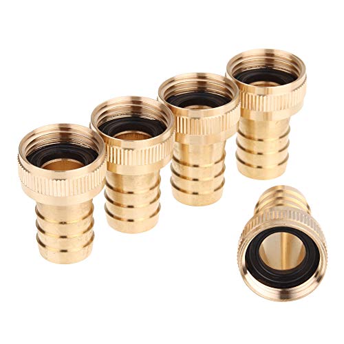 LTWFITTING Brass 3/4" Barb x 3/4" FHT Hose Repair/Connector,Garden Hose Fitting(Pack of 5)