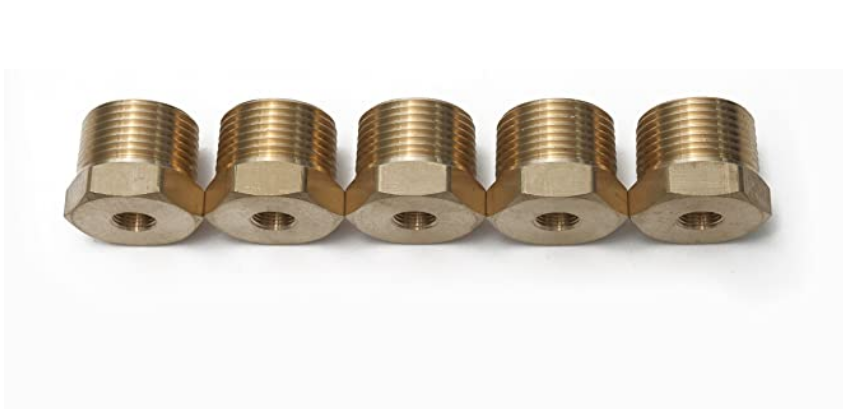 LTWFITTING Brass Pipe Hex Bushing Reducer Fittings 3/4 Inch Male x 1/8 Inch Female NPT Fuel(Pack of 5)