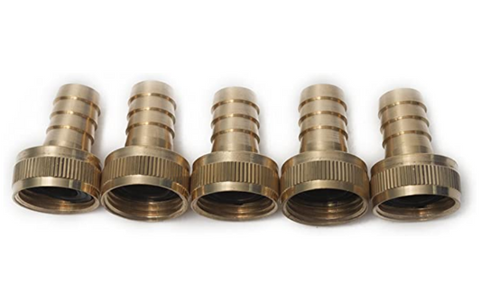 LTWFITTING Brass 5/8" Barb x 3/4" FHT Hose Repair/Connector,Garden Hose Fitting(Pack of 5)