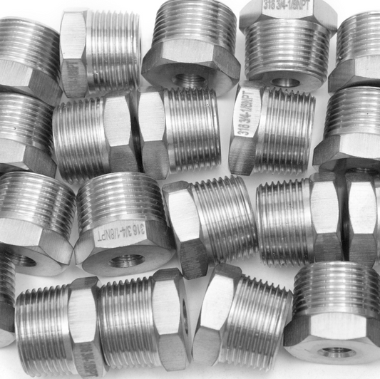 LTWFITTING Bar Production Stainless Steel 316 Pipe Hex Bushing Reducer Fittings 3/4" Male x 1/8" Female NPT Fuel Water Boat (Pack of 100)